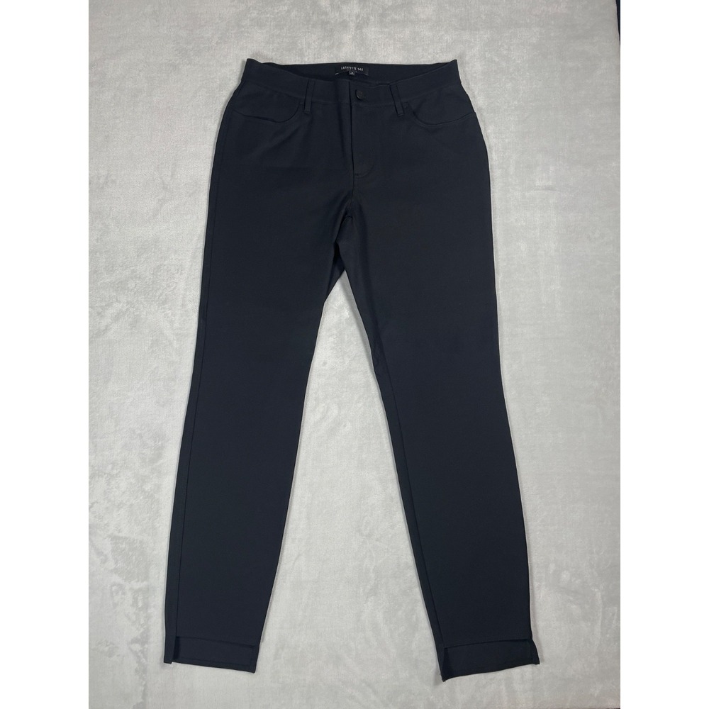 Lafayette 148 New York Pants Women 2 Black Slim Straight Stretch Cotton Ankle